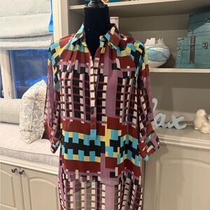 Moroccan Geometric Pattern Sheer Blouse